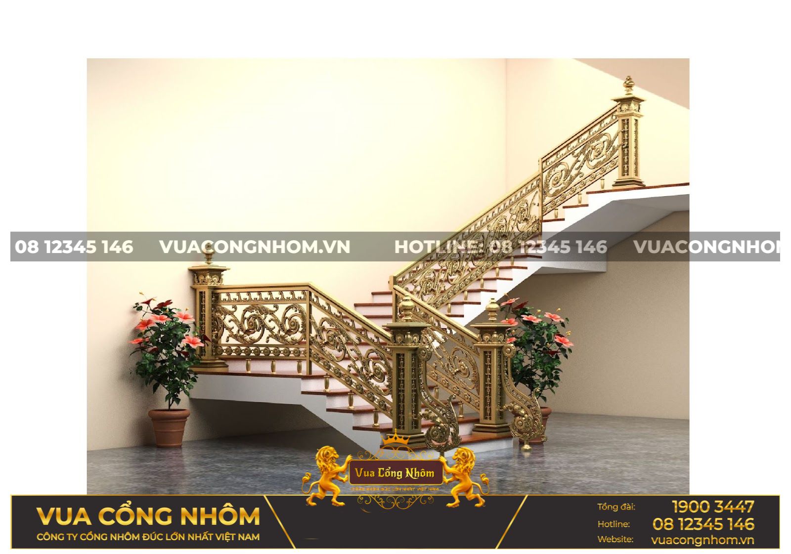 Cầu thang nhôm đúc CT002 – Vua Cổng Nhôm