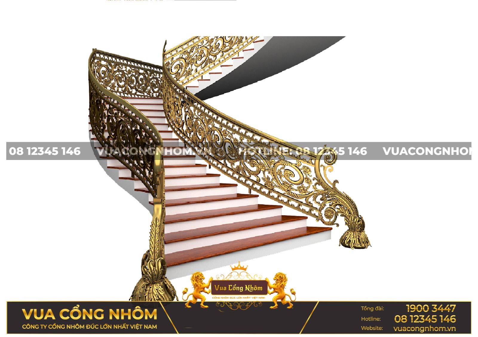 Cầu thang nhôm đúc CT001 – Vua Cổng Nhôm